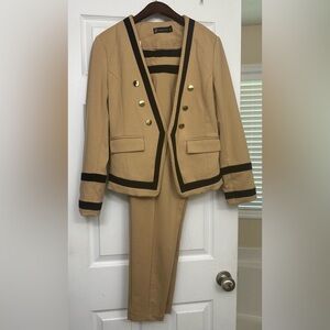 New York & Company Tan and Black Pantsuit